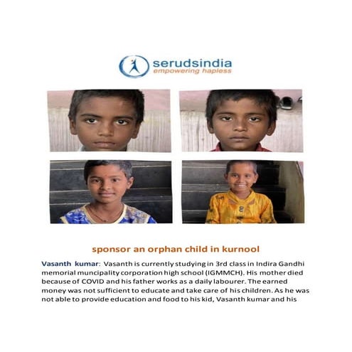 Sponsor an Orphan Child in kurnool | Begum | Sampangi | Jagan | Reshma ...