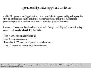 Application letter for education sponsorship