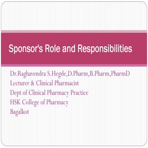 Sponsor's Role and Responsibilities 