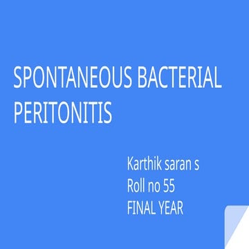 Spontaneous bacterial peritonitis ..pptx