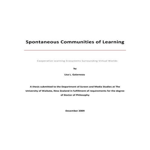 Spontaneous Communities Of Learning 0