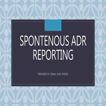 Spontenous adr reporting