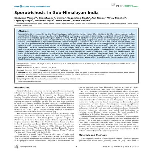 Sporotrichosis in sub himalayan india