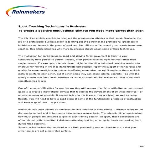 Sport Coaching in Business