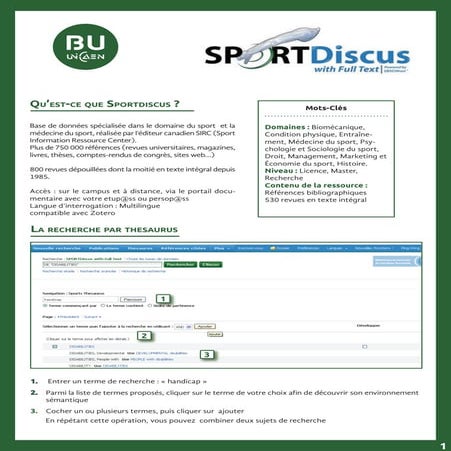 Sportdiscus, mode d'emploi | PDF