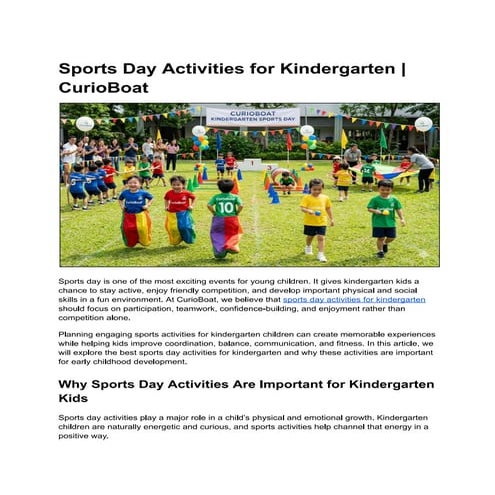Sports Day Activities for Kindergarten - CurioBoat | PDF