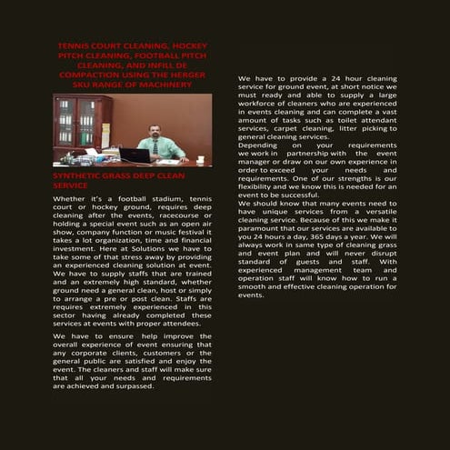 Sports ground cleaning