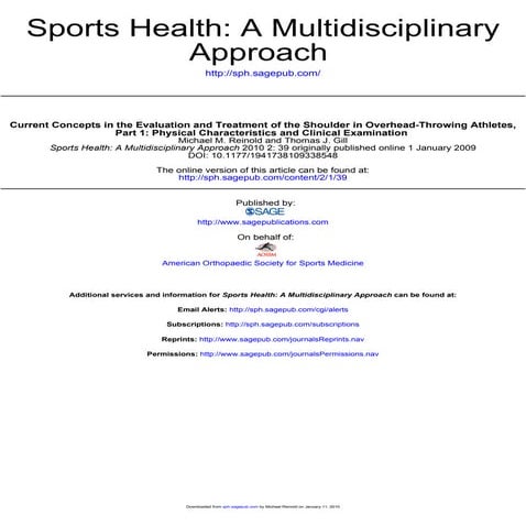 Sports health overhead athlete part 1 and 2 | PDF