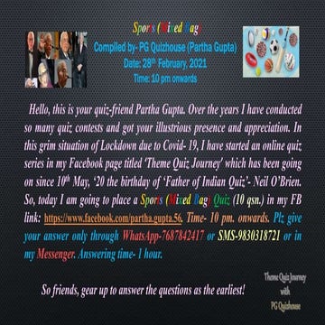 Sports (Mixed Bag)   Full Set- 28.2.2021