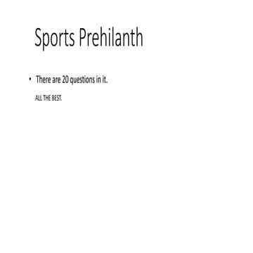 Sports prehilanth 2018 