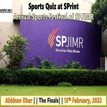 Sports Quiz at SPrint, SPJIMR (Finals), 2022