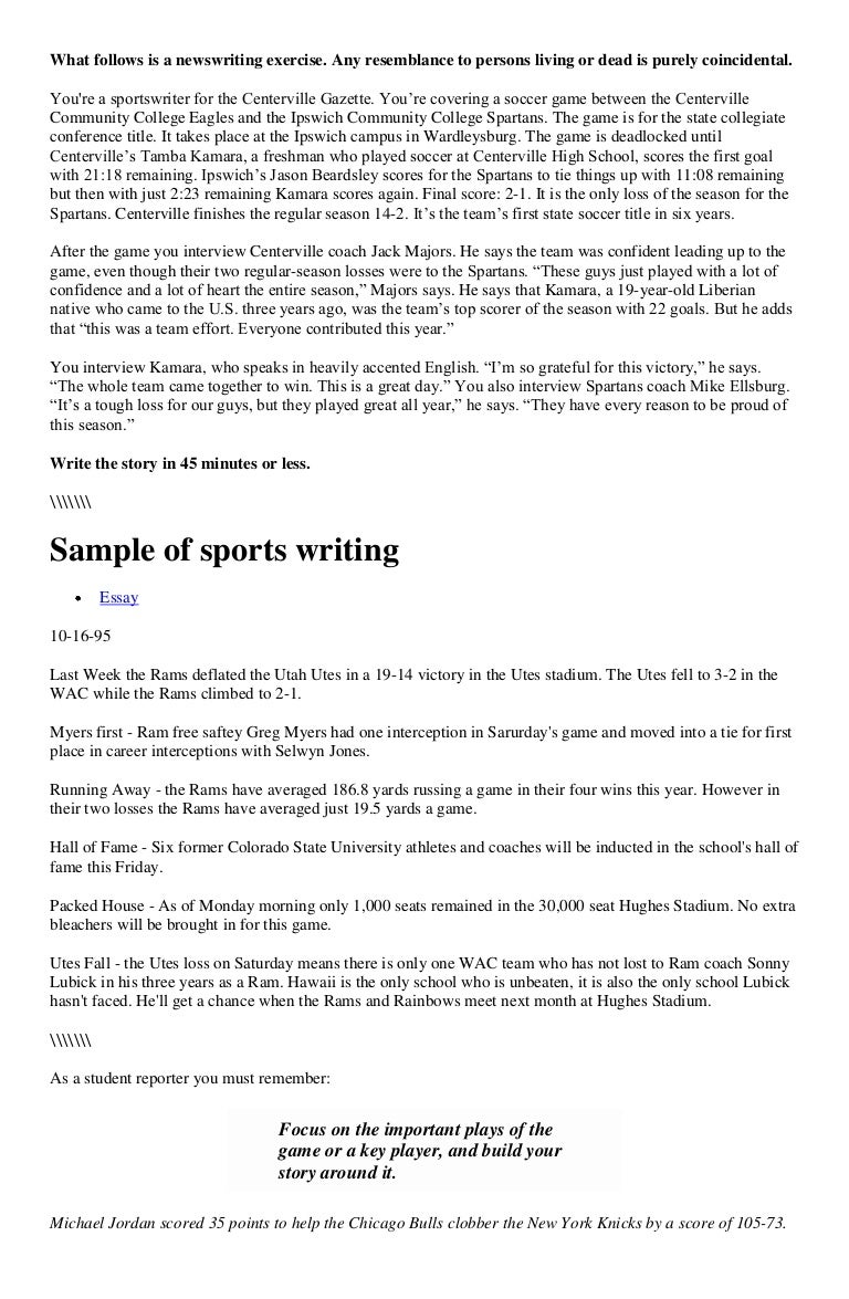 sports writing sports essay writing