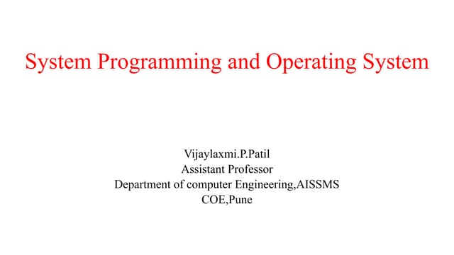 SPOS unit-3 PPTs Linkers and Loaders ,Types of loaders