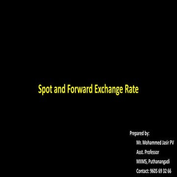 Spot and Forward Exchange Rate