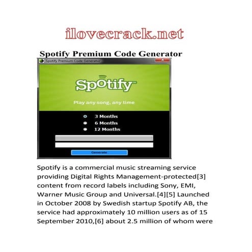 Spotify premium code generator[20130713] | PDF | Digital Audio ...