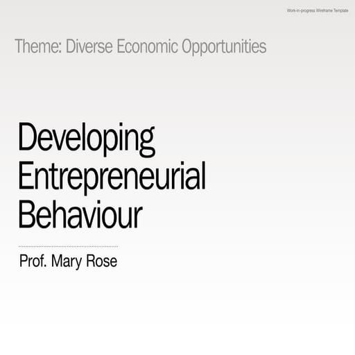 Developing Entrepreneurial behaviour