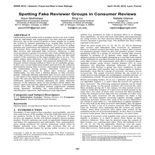 Google: Spotting Fake Reviewer Groups