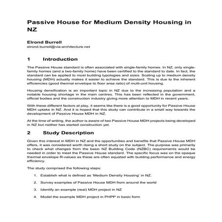 Conference paper: Passive House for Medium Density Housing in NZ (2018)