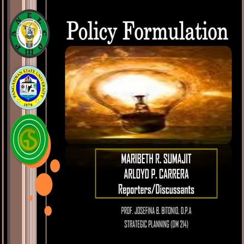 Strategic Planning: Policy Formulation by MRS