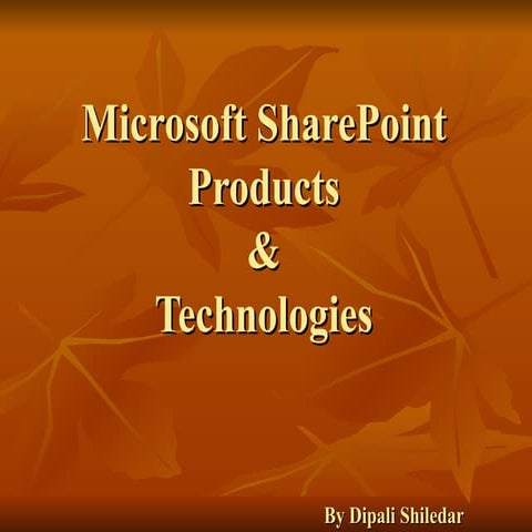 Sp products and technologies- Dipali Shiledar