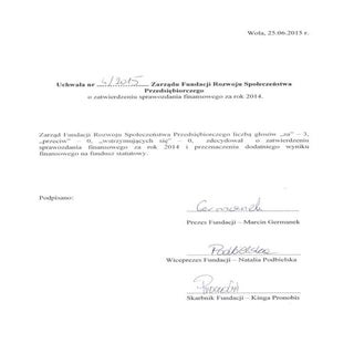 Sprawozdanie finansowe FRSP 2014