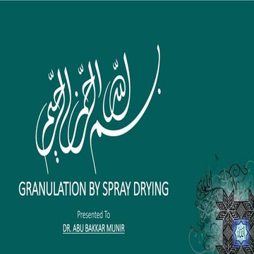 Granulation and Microencapsulation by Spray Drying