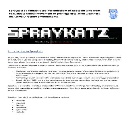 Spraykatz installation & basic usage