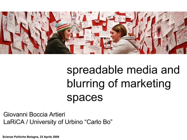 Spreadable Media and consumption