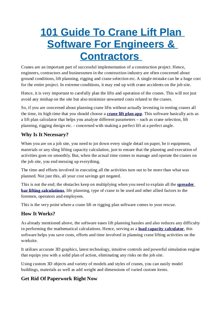 Spreader bar lifting calculations