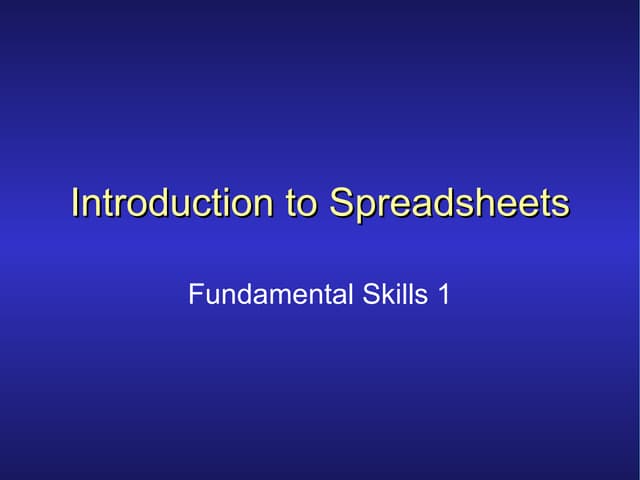 Spreadhsheets 1