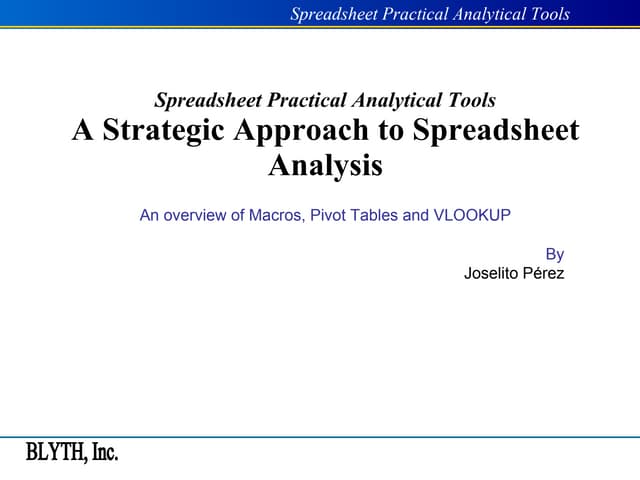 Spreadsheet Analytical Tools