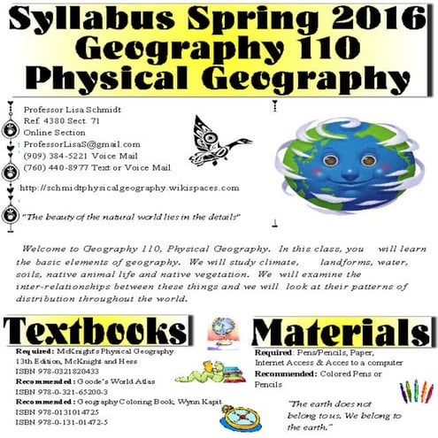 Spring 2016 syllabus geog 110 sect 71