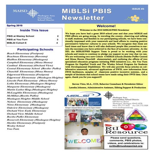 Steve Vitto MAISD  MIBLSI PBIS 2010 Spring Newsletter