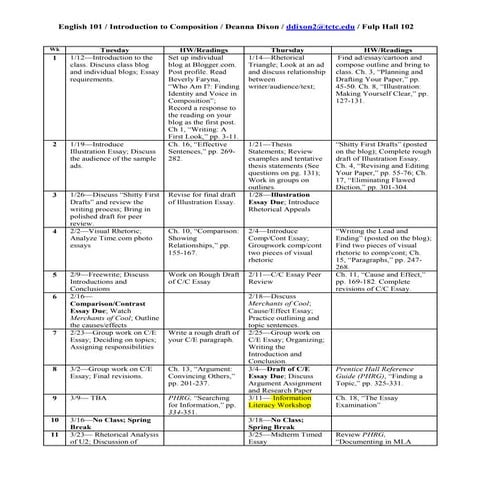 Spring 2010 TR Schedule