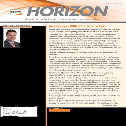 Discover Horizon (Newsletter)- Spring 2012
