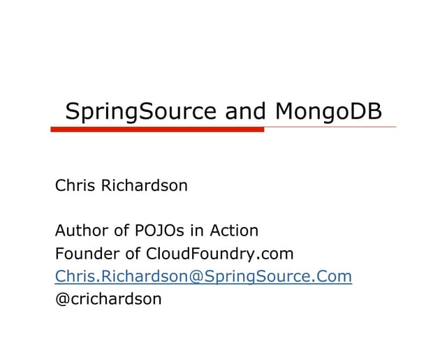 MongoDB for Java Developers with Spring Data