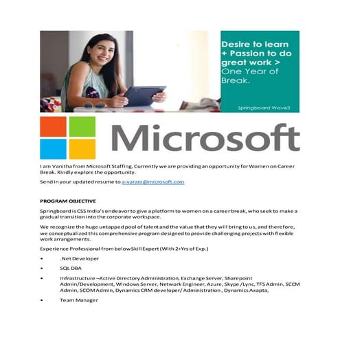 Women on Career Break-Microsoft Opportunity | DOCX
