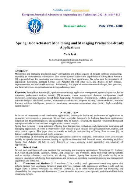 Spring boot Actuator : Monitoring and Managing Production Ready App