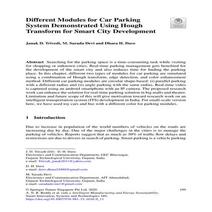 Different Modules for Car Parking System Demonstrated Using Hough Transform f...