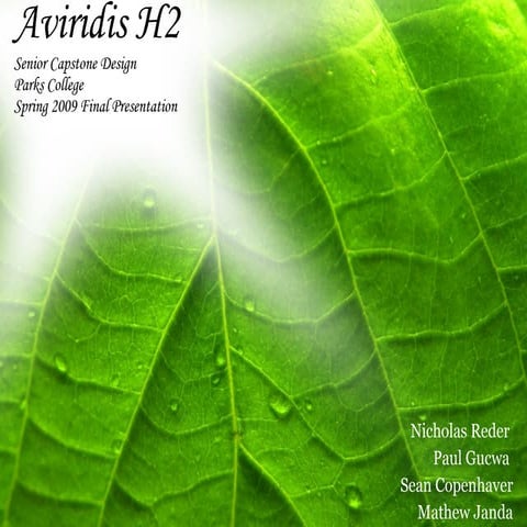 ALTERNATE FUEL SOURCE TRAINER; AVIRIDIS H2