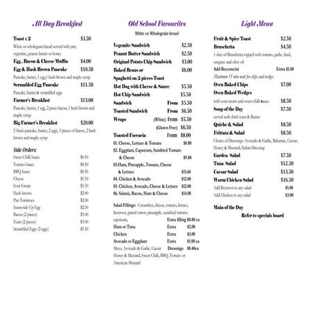 Our Menu