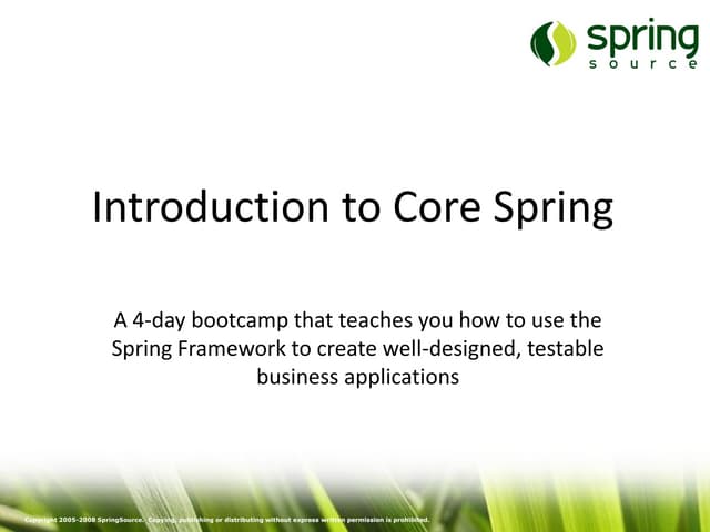 SpringPeople Introduction to Spring Framework