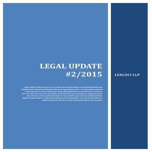 Spring session 2015   new laws of mongolia (by lex loci)