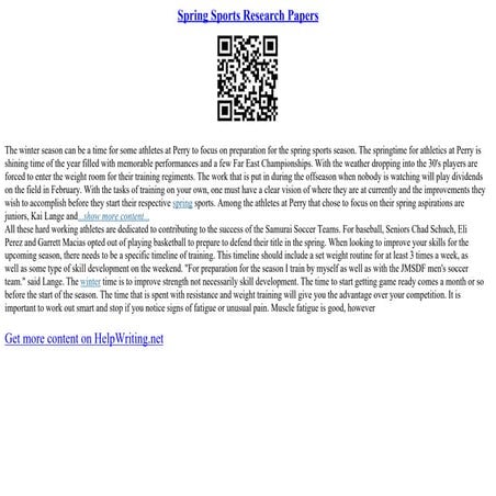 Spring Sports Research Papers