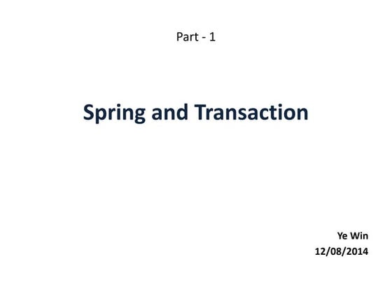 Spring @Transactional Explained | PPT