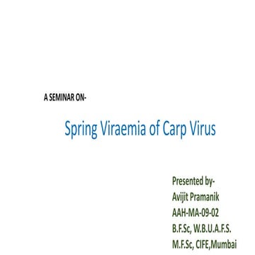 Spring viraemia of carp disease in finfish (svcv)
