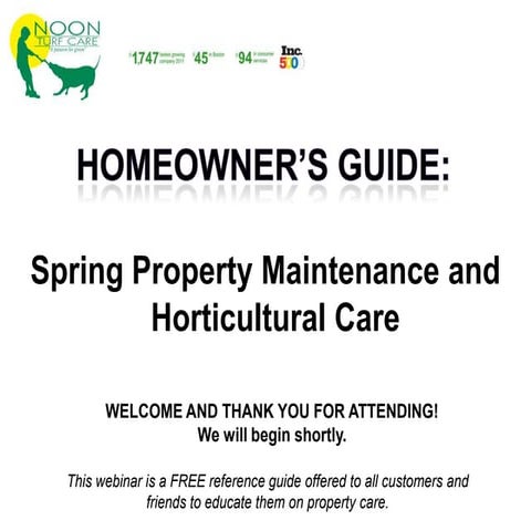 Noon Turf Care Spring 2012 Webinar | Lawn and Property Tips 