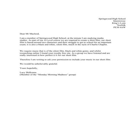 Springwood High School Letter