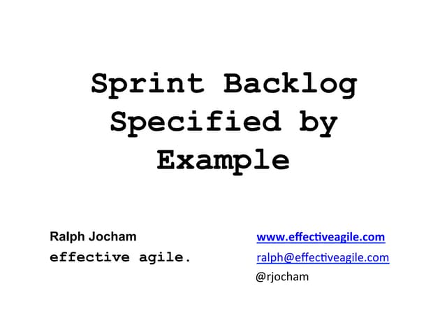 Sprint backlog specified by example
