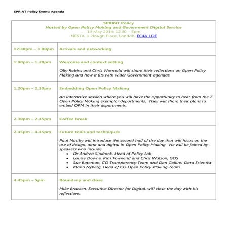 Sprint policy official programme | DOC